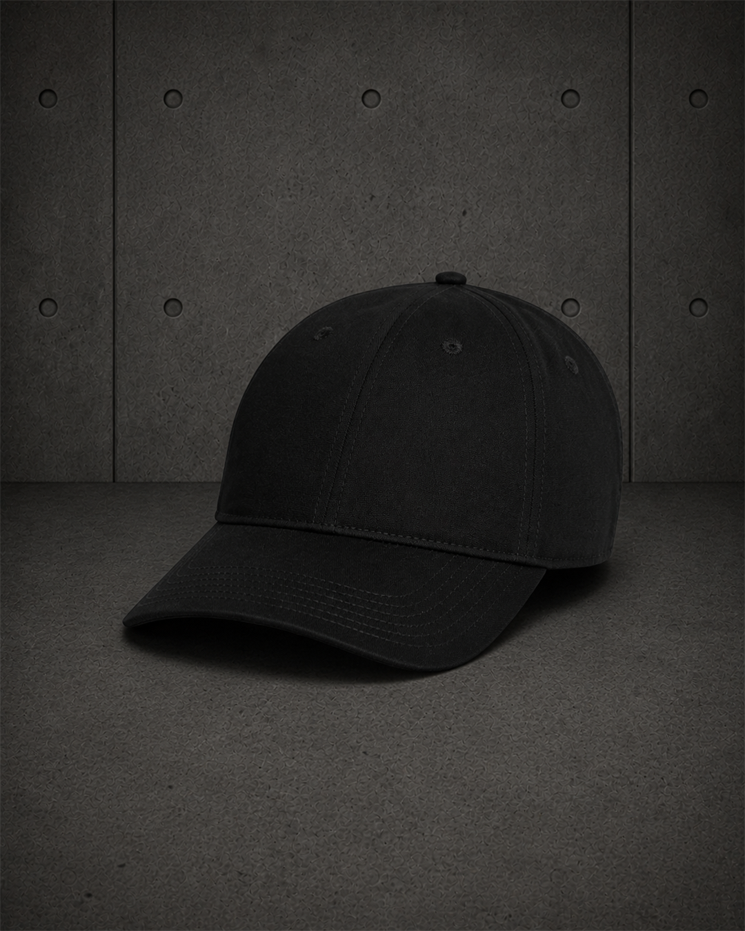 Wo's Access Cap 1138 blank product on dark industrial concrete background