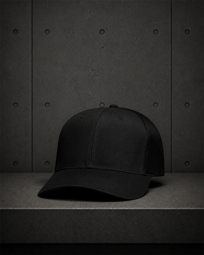 Icon Nylon Cap 1142 blank product on dark industrial concrete background