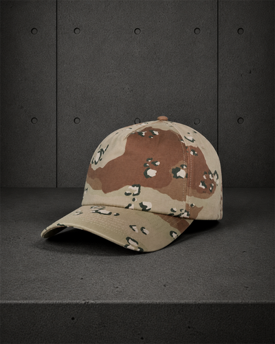 Frame Soft Camo Cap 1164C blank product on dark industrial concrete background