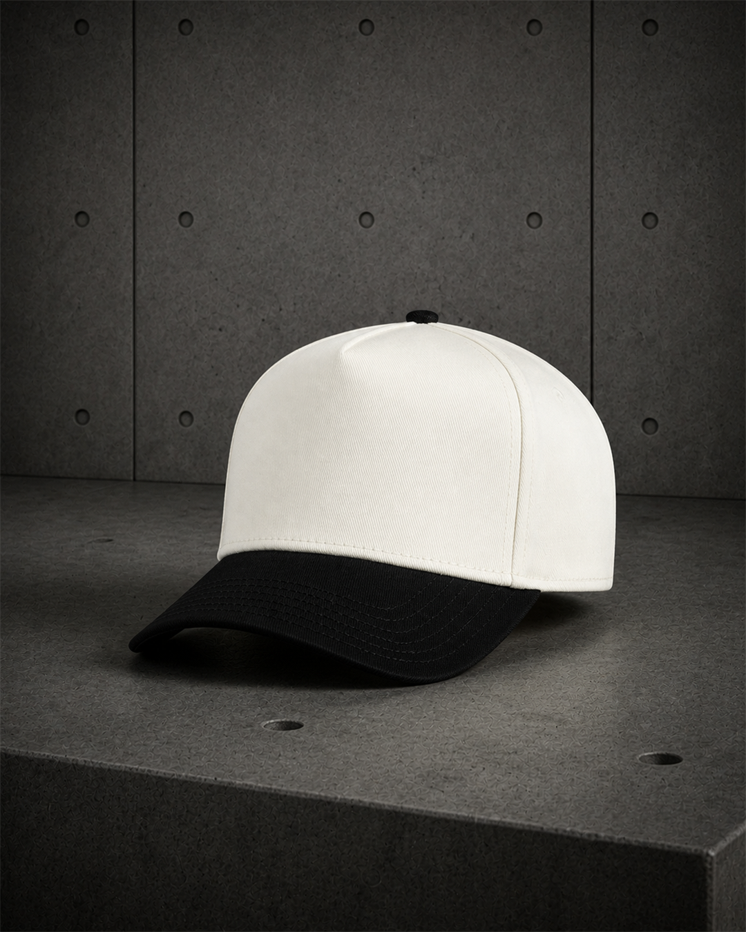 Frame Two-Tone Cap 1165 blank product on dark industrial concrete background