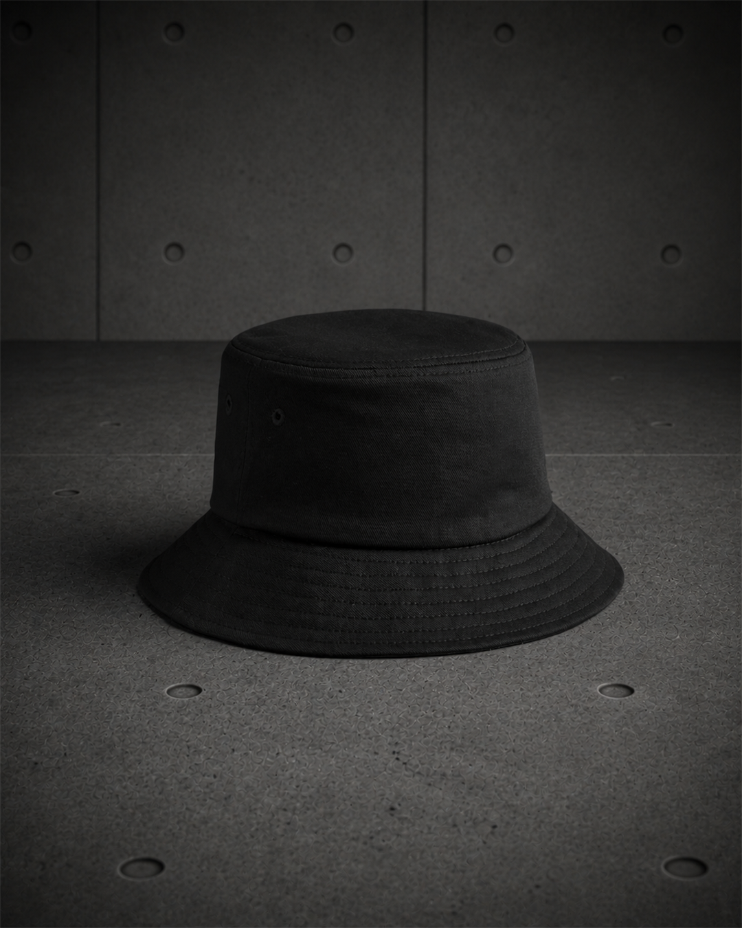Kids Bucket Hat 1170 blank product on dark industrial concrete background