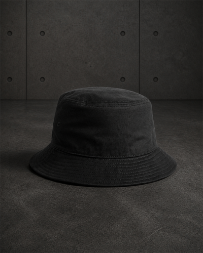 Wo's Bucket Hat 1178 blank product on dark industrial concrete background