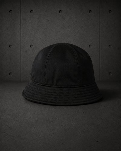 Wo's Brim Bucket Hat 1179 blank product on dark industrial concrete background