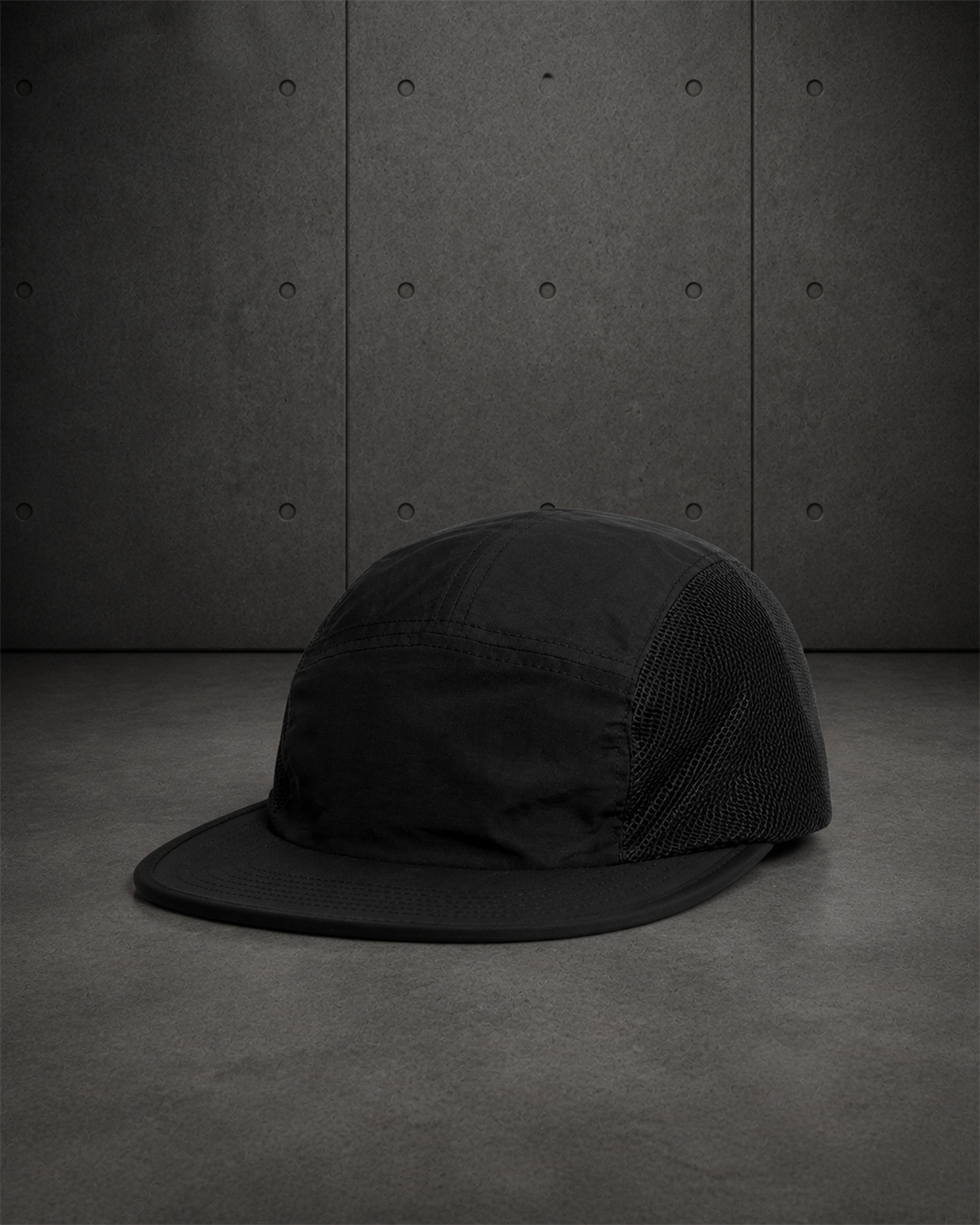 Active Finn Cap 1180 blank product on dark industrial concrete background