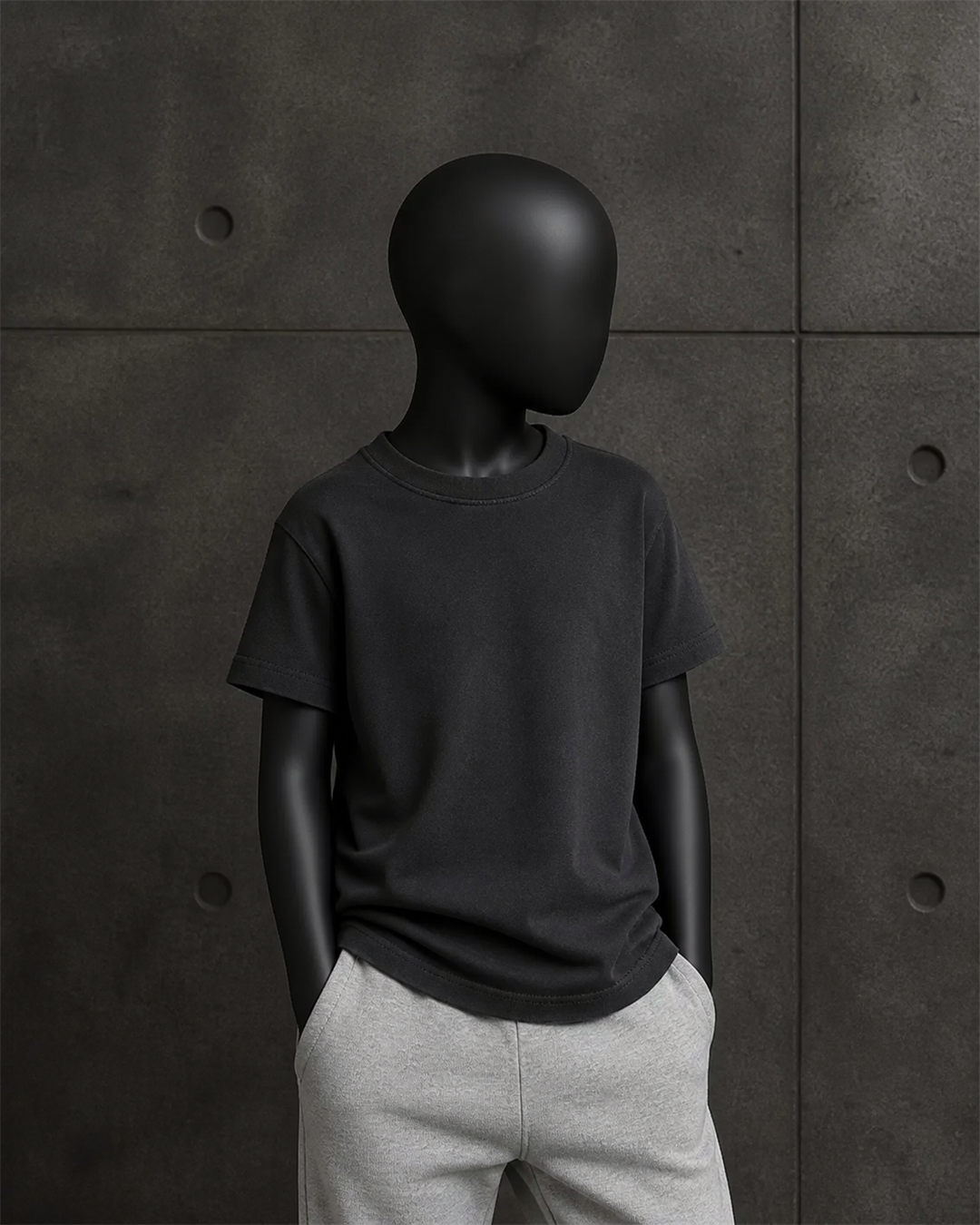 Kids Heavy Faded Tee 3070 blank product on dark industrial concrete background