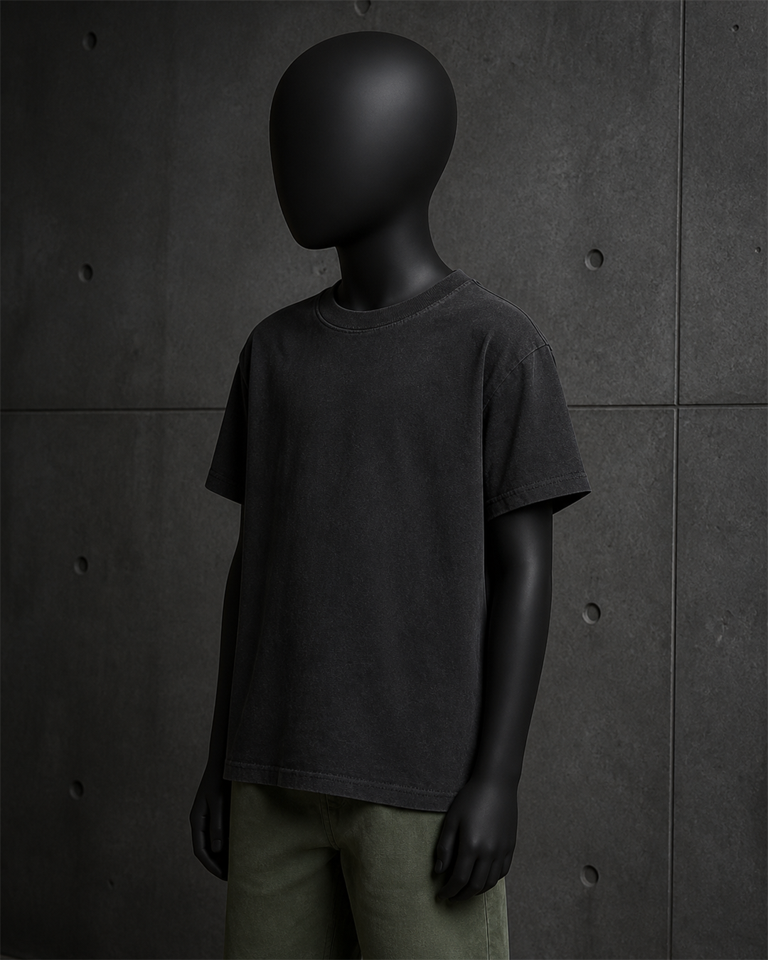 Youth Heavy Faded Tee 3071 blank product on dark industrial concrete background
