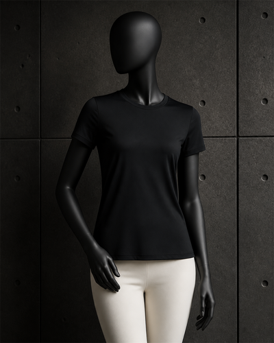 Wo's Maple Active Tee 4001A blank product on dark industrial concrete background