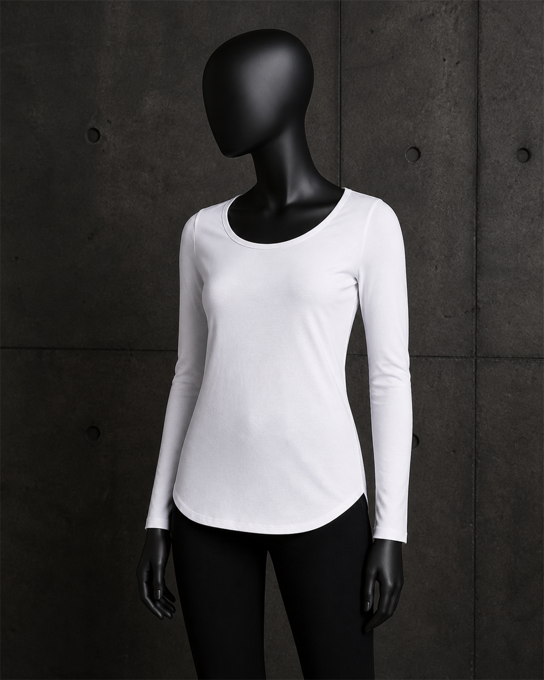 Wo's Mali L/S Tee 4009 blank product on dark industrial concrete background