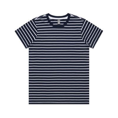 Wo's Maple Stripe Tee 4037 - Navy/White