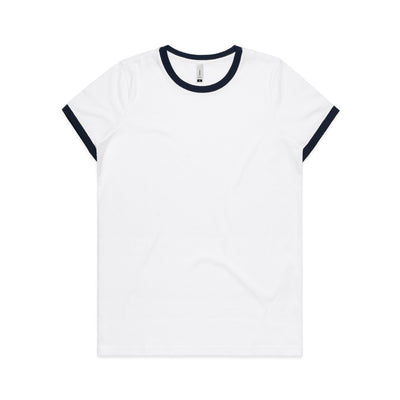 Wo's Maple Ringer Tee 4053 - White/Navy