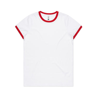Wo's Maple Ringer Tee 4053 - White/Red