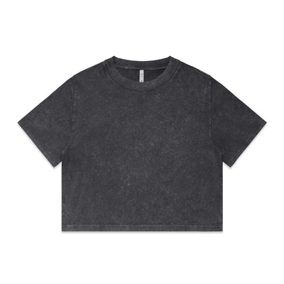 Wo's Stone Wash Heavy Crop Tee 4086 - Black Stone