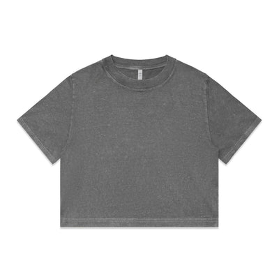 Wo's Stone Wash Heavy Crop Tee 4086 - Coal Stone