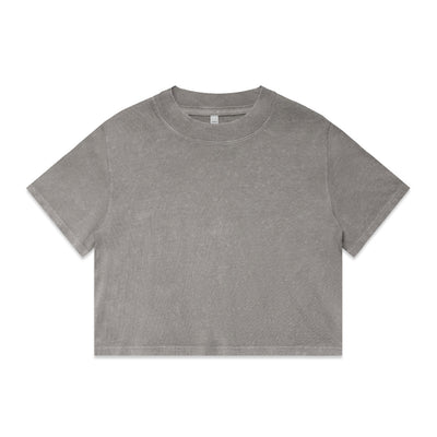 Wo's Stone Wash Heavy Crop Tee 4086 - Grey Stone