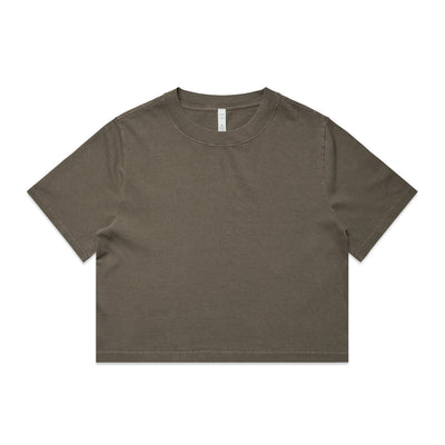 Wo's Heavy Faded Crop Tee 4089 - Faded Brown