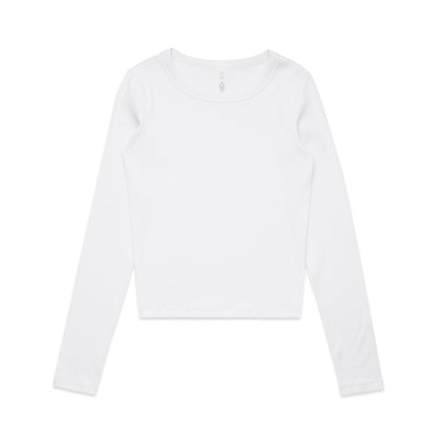 Wo's Organic Rib L/S Tee 4096 - White