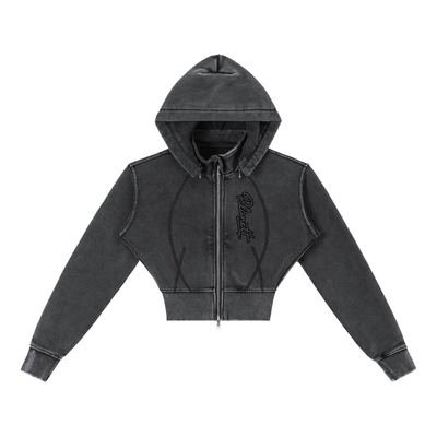 Vintage Washed Cropped Fleece Hoodie
