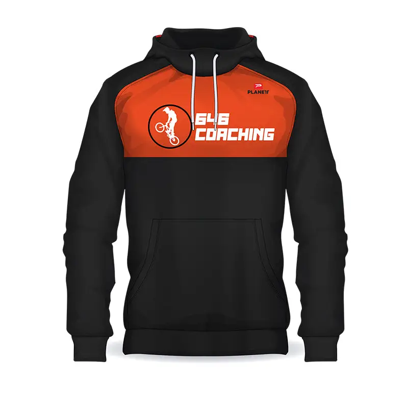 Black and orange hoodie.