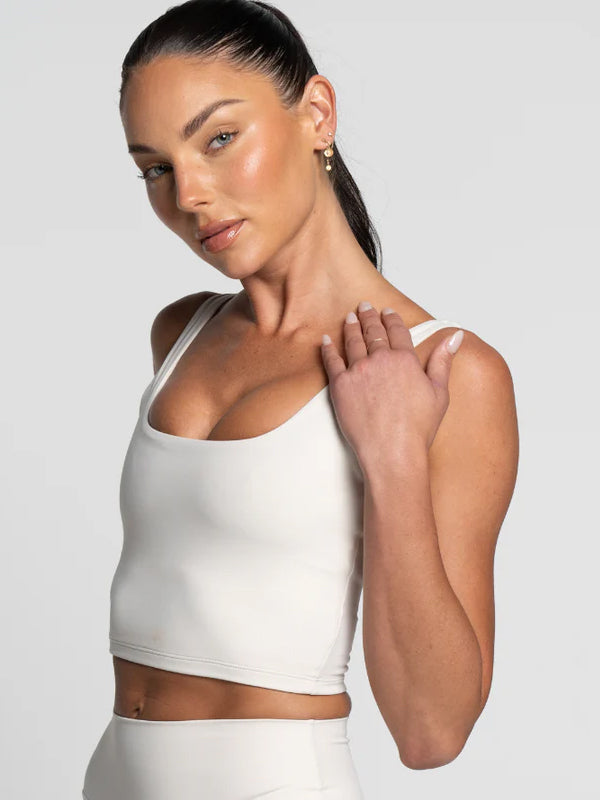 Off White Square Neck Tank - Activewear