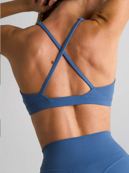 Slate Blue V-Neck Crop - Activewear