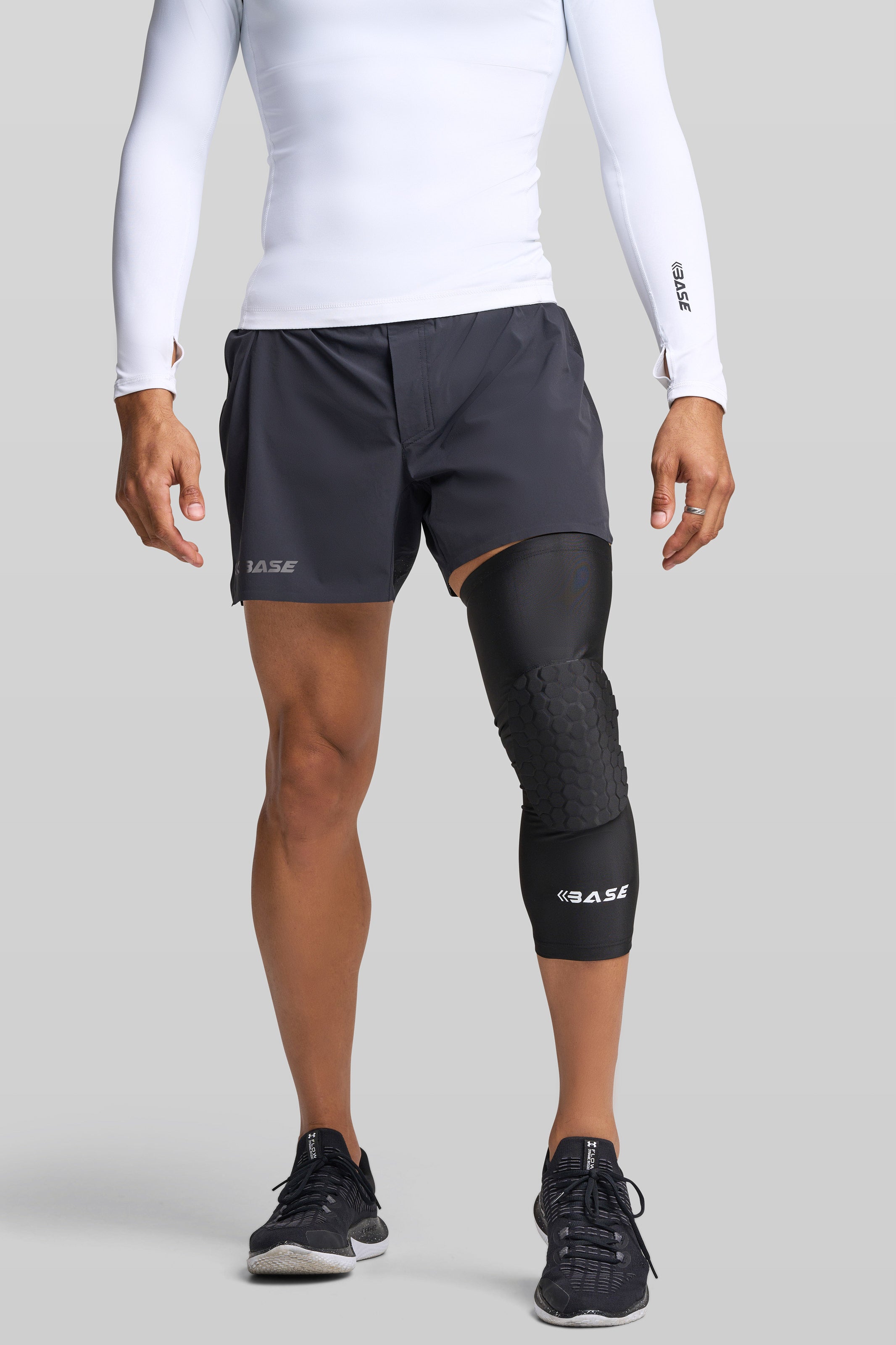BASE Square Padded Knee Guard (Single) - Black