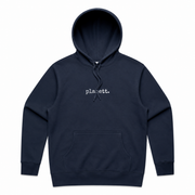 Navy blue hoodie with 'planet.' logo on a white background