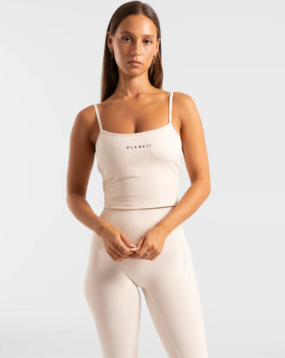 Off White Scoop Back Tank - Activewear