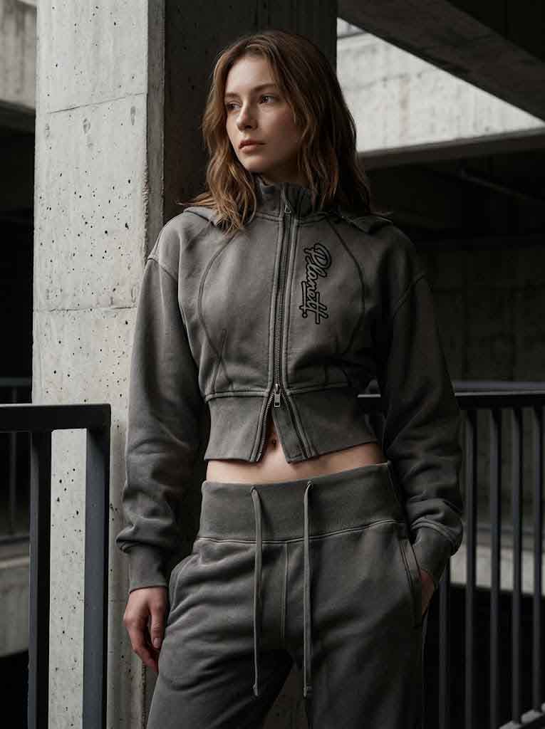 Vintage Washed Cropped Fleece Hoodie
