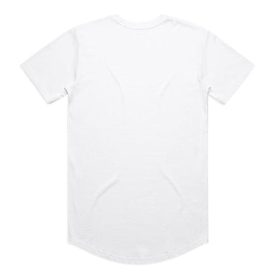 White curved hem t-shirt with short sleeves and crew neck.