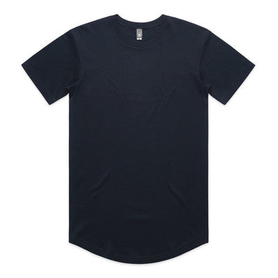 Black longline t-shirt with curved hem and short sleeves, made of cotton.