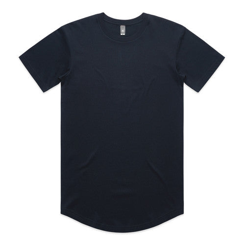 Black longline t-shirt with curved hem and short sleeves, made of cotton.