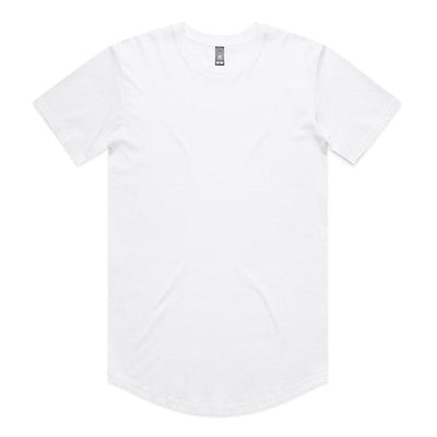 White longline t-shirt with curved hem and short sleeves.