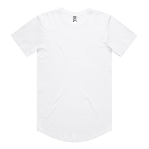 White longline t-shirt with curved hem and short sleeves.