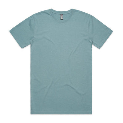 Teal crew neck t-shirt with short sleeves and a relaxed fit.