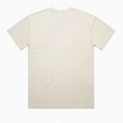 Beige short-sleeved t-shirt.