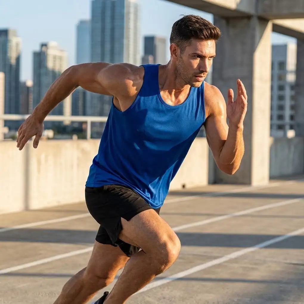 Blue athletic tank top
