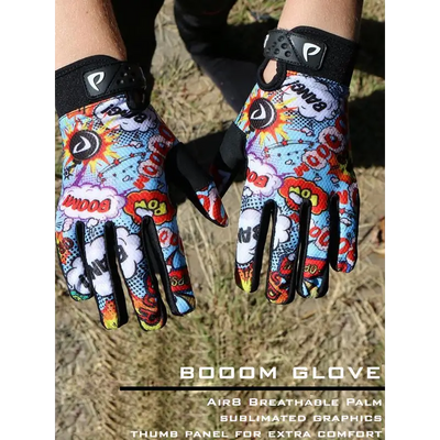 Comic-themed cycling gloves.