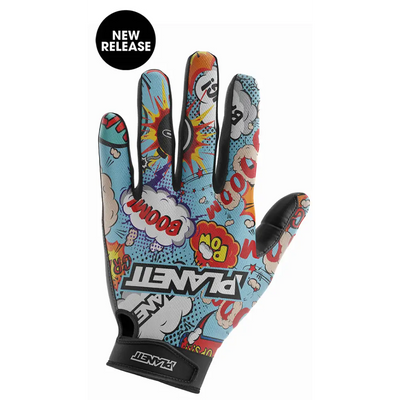 Comic-book-themed paintball glove.