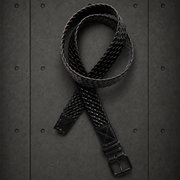Braided Leather Belt 1405 blank product on dark industrial concrete background