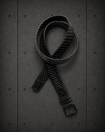 Braided Leather Belt 1405 blank product on dark industrial concrete background