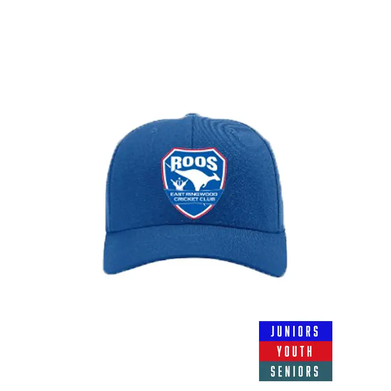 Blue baseball cap with logo.