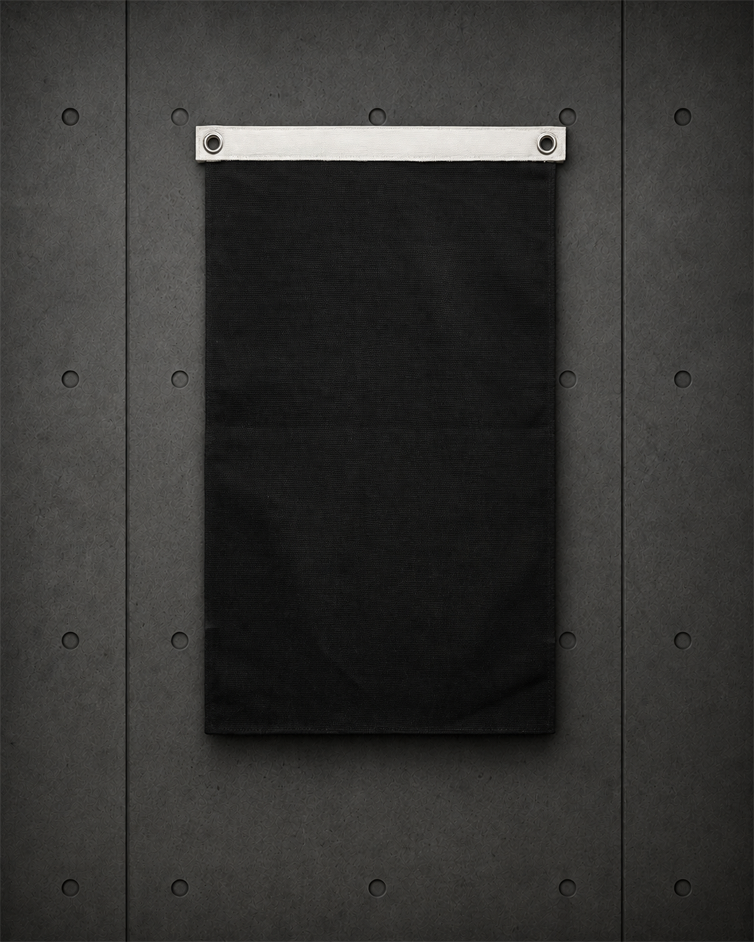 Canvas Flag 1512 blank product on dark industrial concrete background