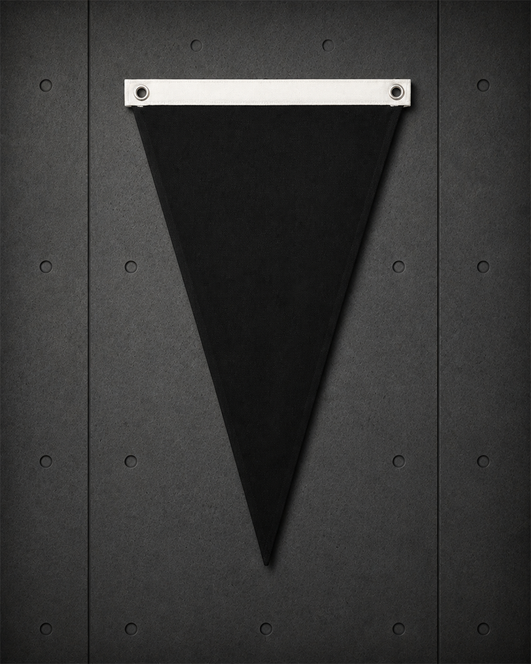 Canvas Pennant Flag 1513 blank product on dark industrial concrete background