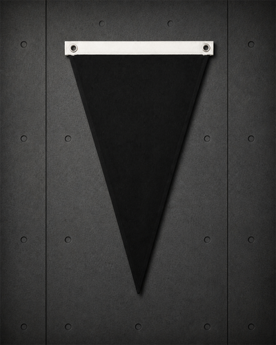 Canvas Pennant Flag 1513 blank product on dark industrial concrete background