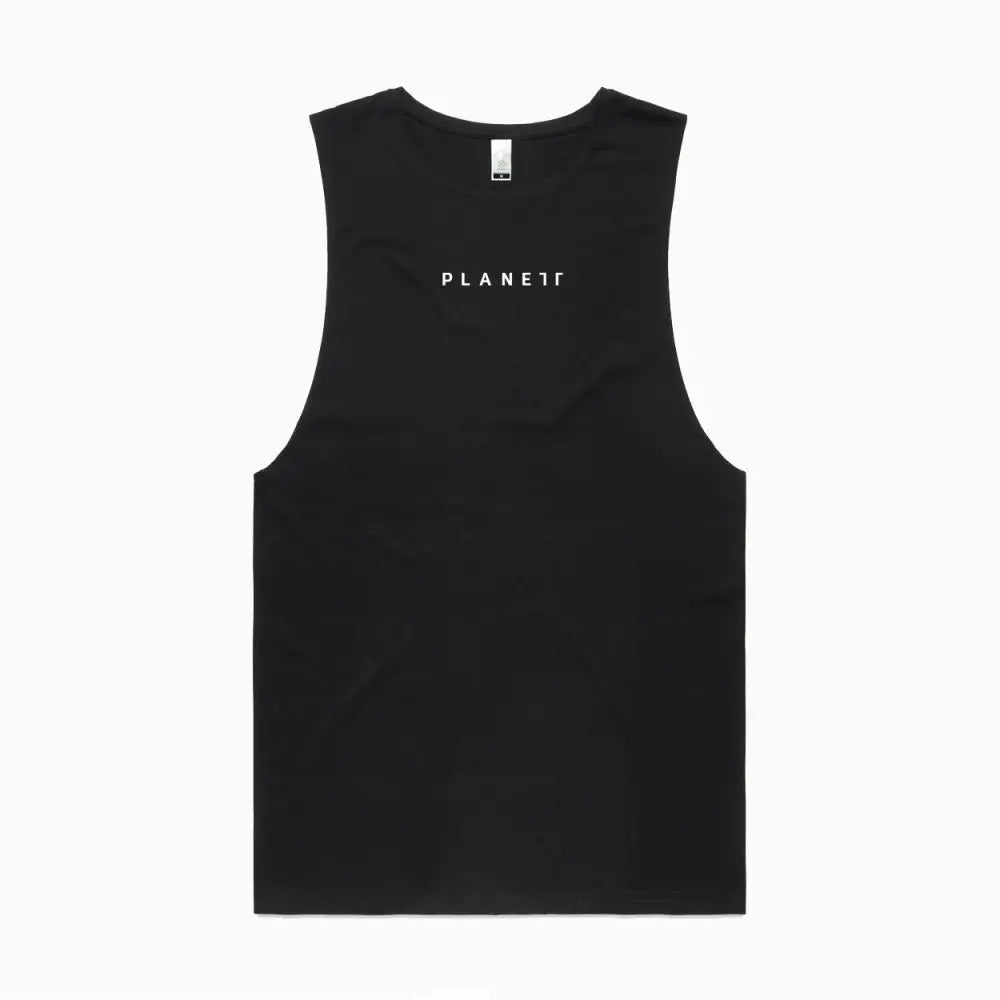 Black sleeveless shirt.