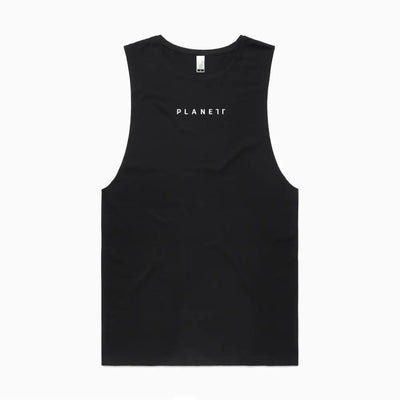 Black sleeveless shirt.