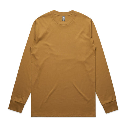 Mustard yellow long-sleeved t-shirt with ribbed cuffs and hem, made of cotton.