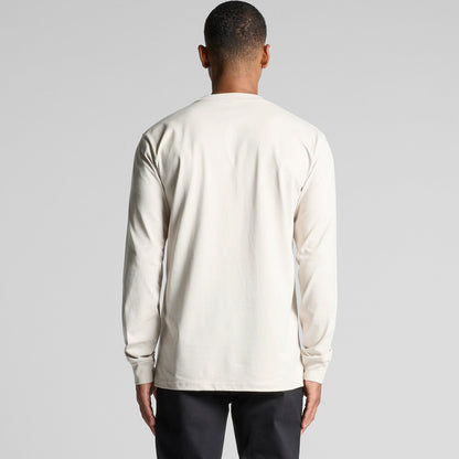 Cream-colored long-sleeved crew neck t-shirt with a pocket on the back.