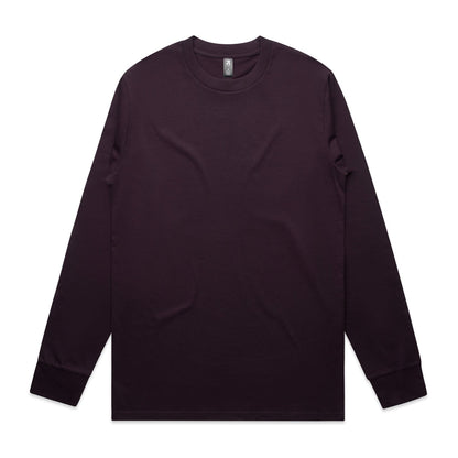 Dark maroon long-sleeved t-shirt with a crew neck and ribbed cuffs.