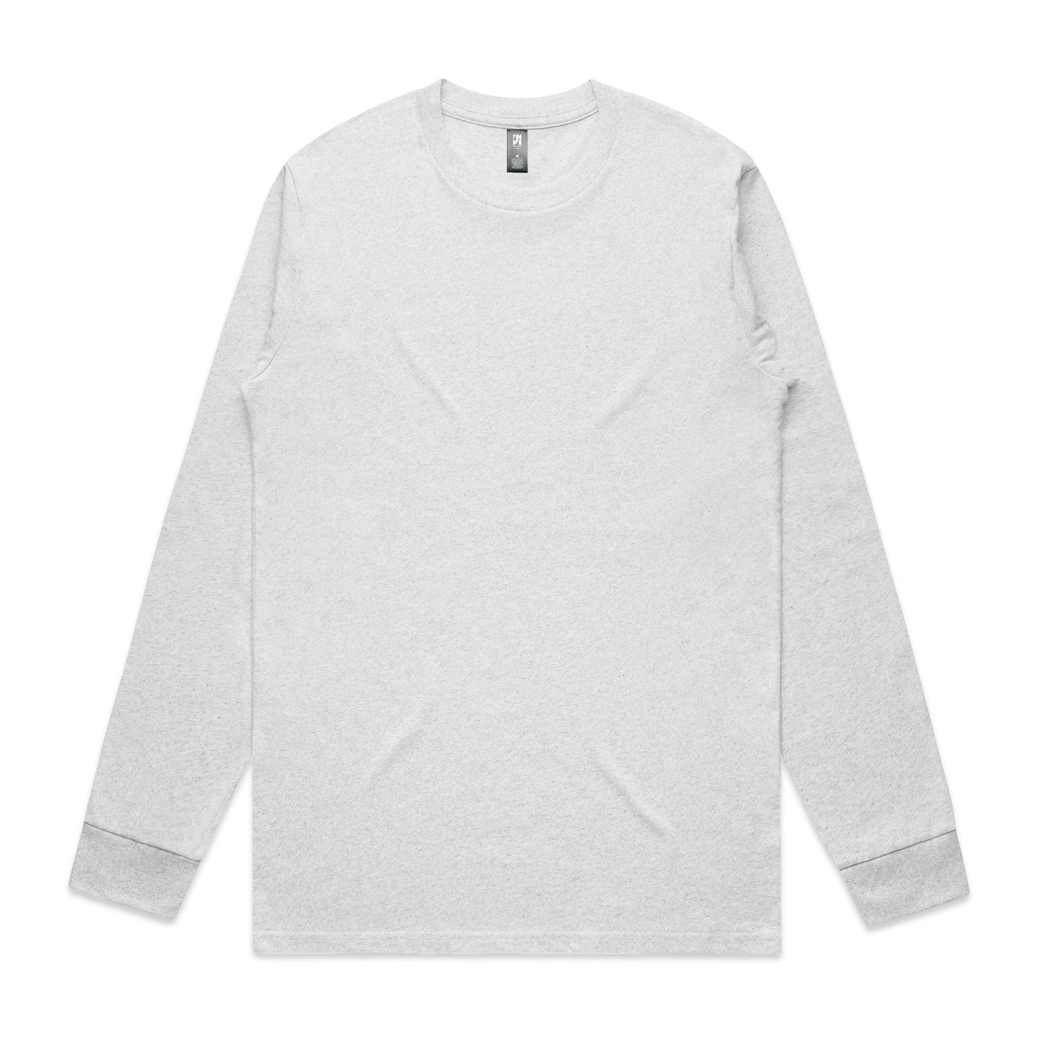 White long-sleeved t-shirt with ribbed cuffs and hem, made of cotton.